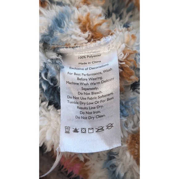 Eddie Bauer Womens XL Pullover Fleece Jacket Cozy Sherpa Southwest Pink‎ Aztec - Picture 9 of 9